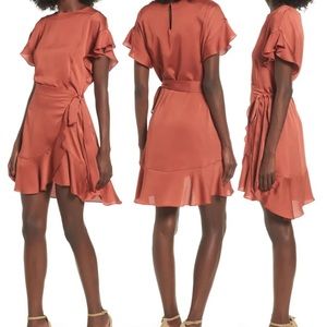 ASTR silk wrap mini dress